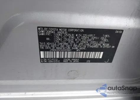 2006 Toyota Rav4 Base V6 from USA, damaged, VIN JTMZK33V265002841